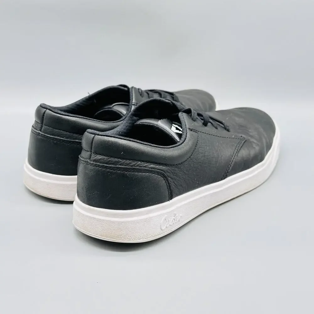 Cuater Shoes Mens 11 Black Leather Low Top Casual Lace Up Spikeless Golf Sneaker